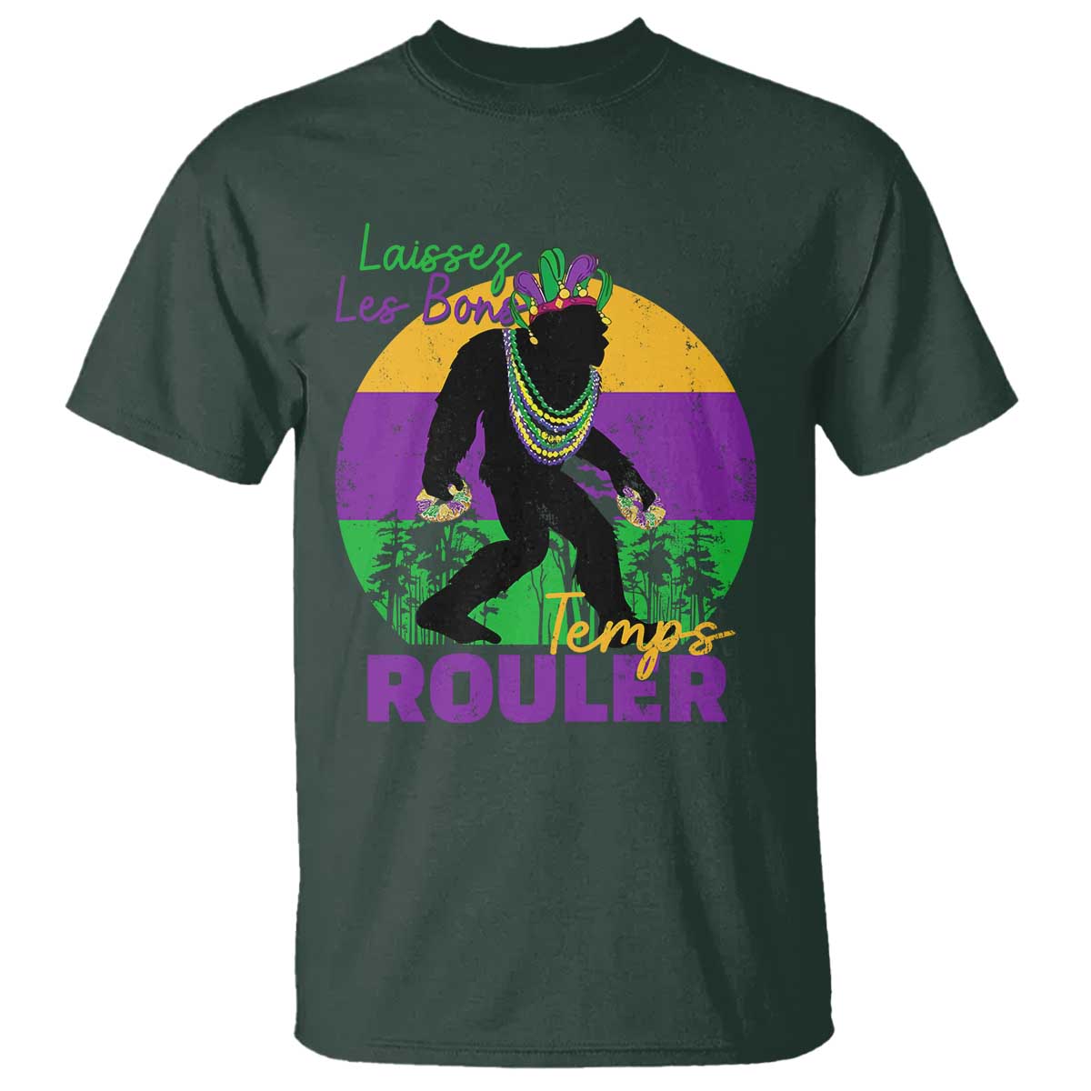 Funny Bigfoot Mardi Gras T Shirt Laissez Les Bons Temps Rouler Bald Cypress