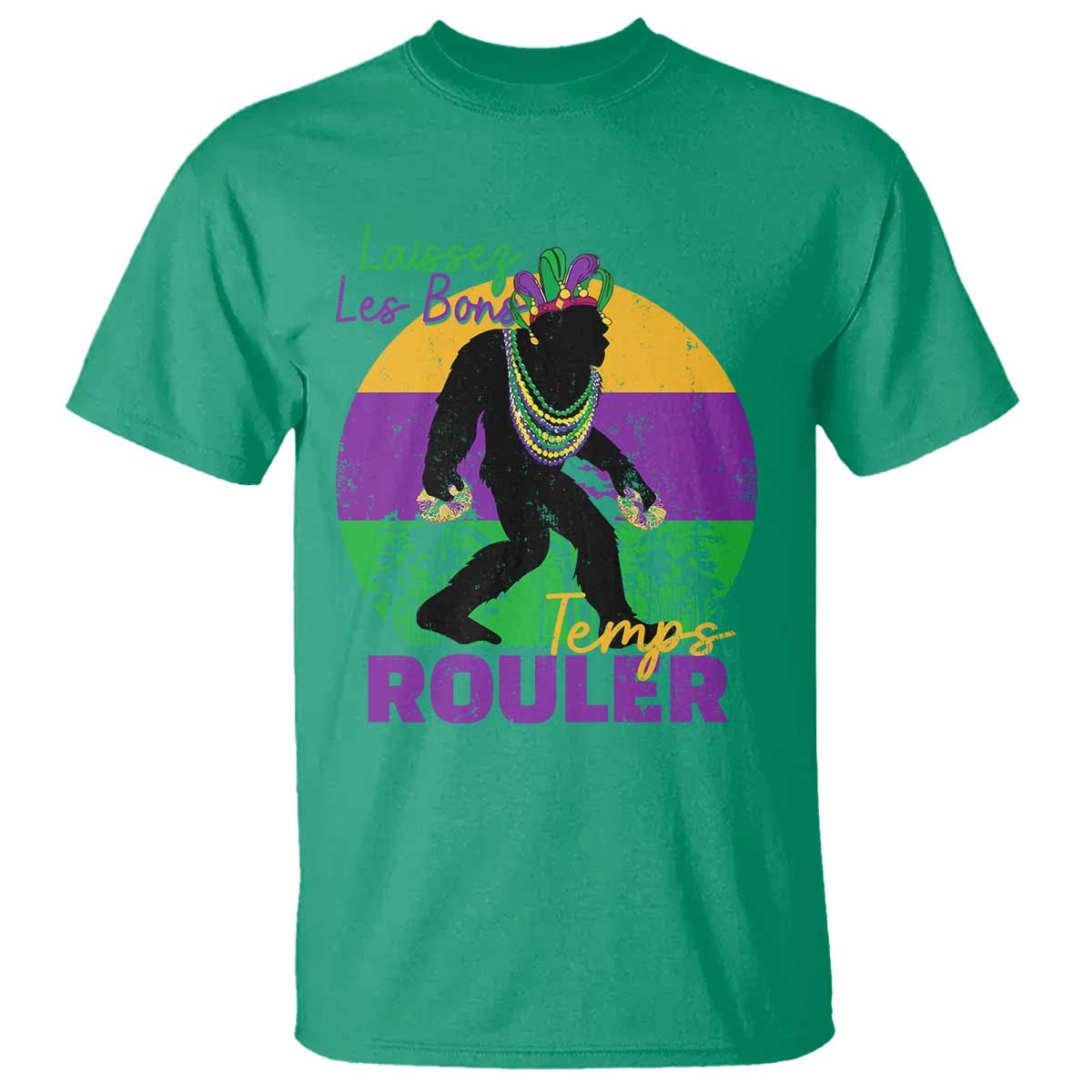 Funny Bigfoot Mardi Gras T Shirt Laissez Les Bons Temps Rouler Bald Cypress