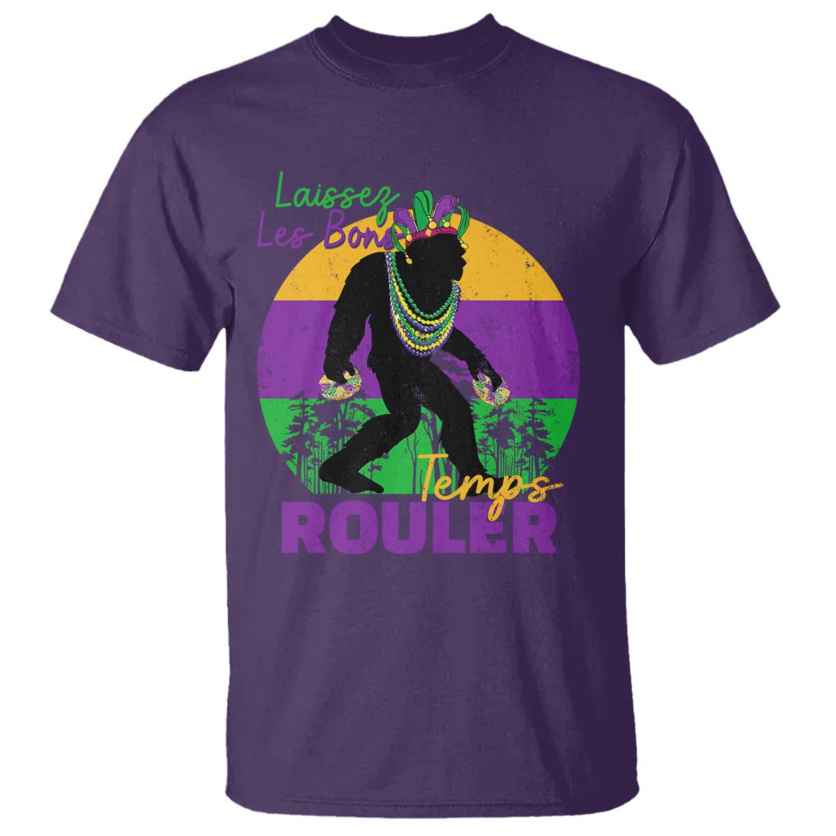 Funny Bigfoot Mardi Gras T Shirt Laissez Les Bons Temps Rouler Bald Cypress