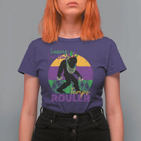 Funny Bigfoot Mardi Gras T Shirt For Women Laissez Les Bons Temps Rouler Bald Cypress