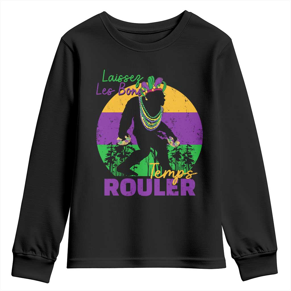 Funny Bigfoot Mardi Gras Youth Sweatshirt Laissez Les Bons Temps Rouler Bald Cypress