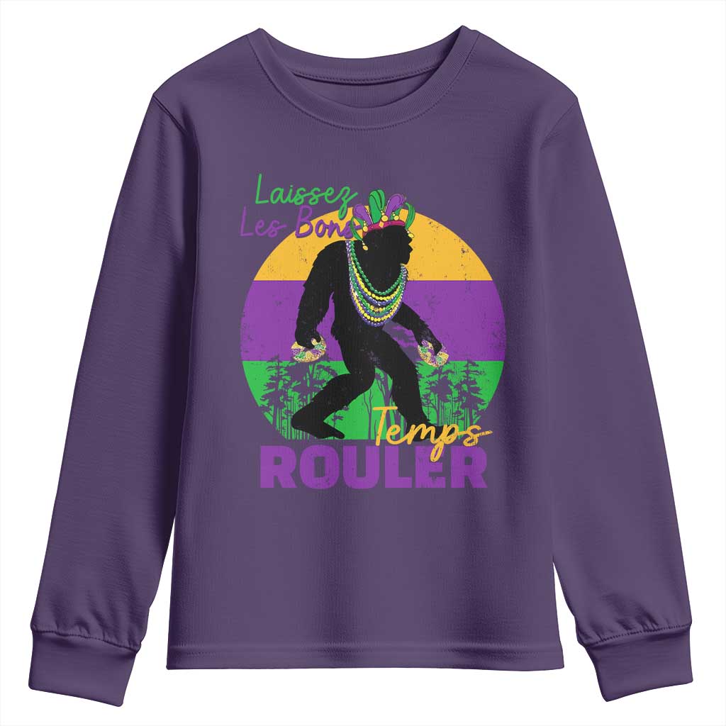 Funny Bigfoot Mardi Gras Youth Sweatshirt Laissez Les Bons Temps Rouler Bald Cypress