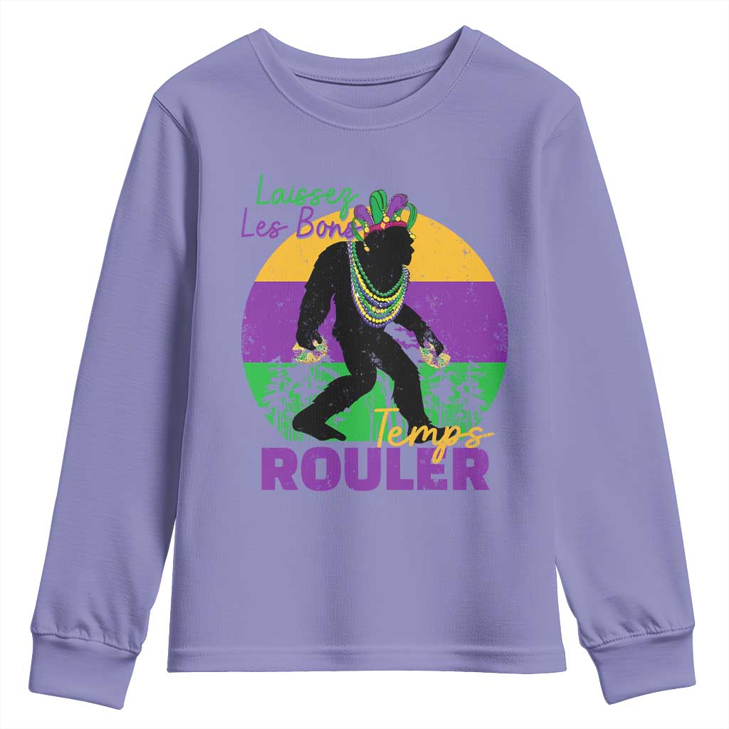 Funny Bigfoot Mardi Gras Youth Sweatshirt Laissez Les Bons Temps Rouler Bald Cypress