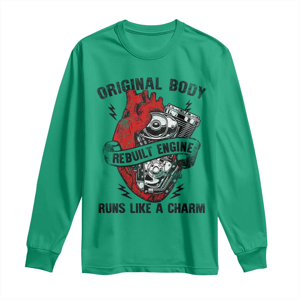 Funny Heart Surgery Long Sleeve Shirt Original Body Rebuilt Engine Runs Like A Charm Mechanical Heart