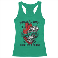Funny Heart Surgery Racerback Tank Top Original Body Rebuilt Engine Runs Like A Charm Mechanical Heart