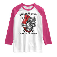 Funny Open Heart Surgery Recovery Survivor Raglan Shirt Original Body Rebuilt Engine Runs Like A Charm Mechanical Heart