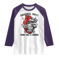 Funny Open Heart Surgery Recovery Survivor Raglan Shirt Original Body Rebuilt Engine Runs Like A Charm Mechanical Heart