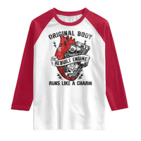 Funny Open Heart Surgery Recovery Survivor Raglan Shirt Original Body Rebuilt Engine Runs Like A Charm Mechanical Heart