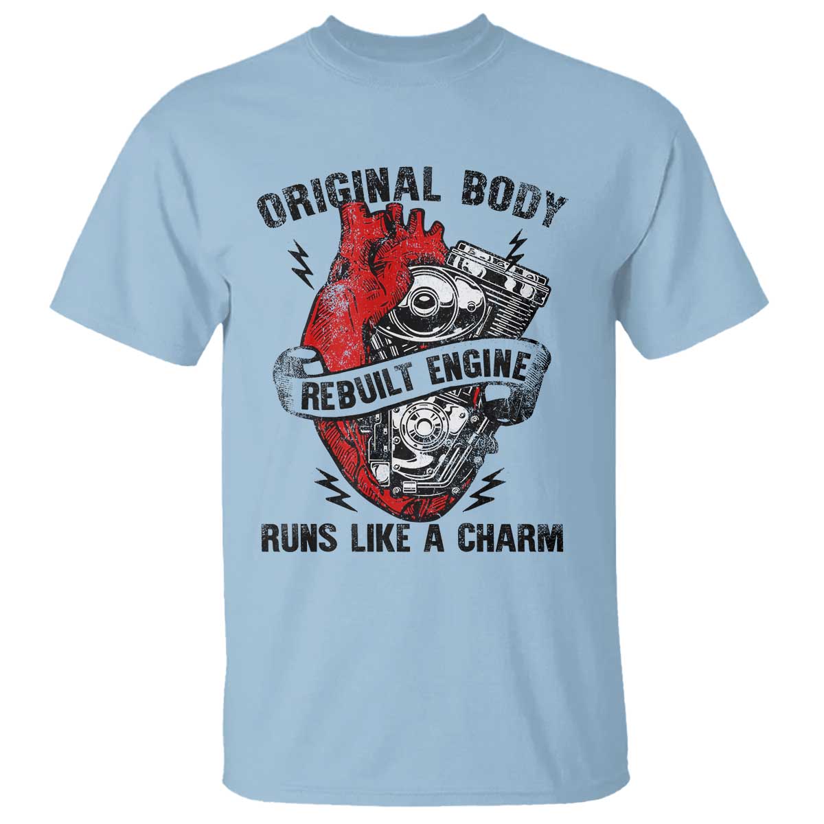 Funny Heart Surgery T Shirt Original Body Rebuilt Engine Runs Like A Charm Mechanical Heart