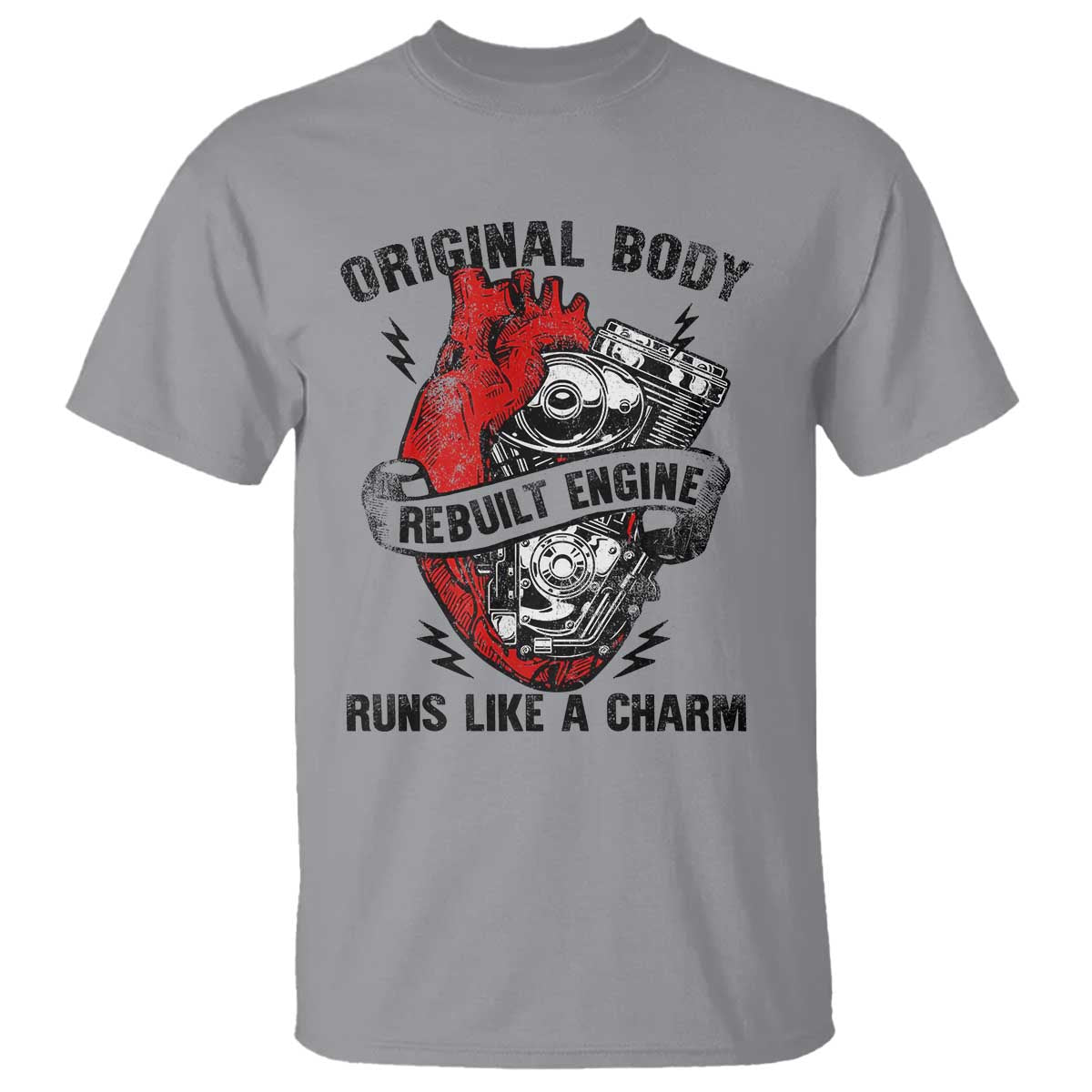 Funny Heart Surgery T Shirt Original Body Rebuilt Engine Runs Like A Charm Mechanical Heart