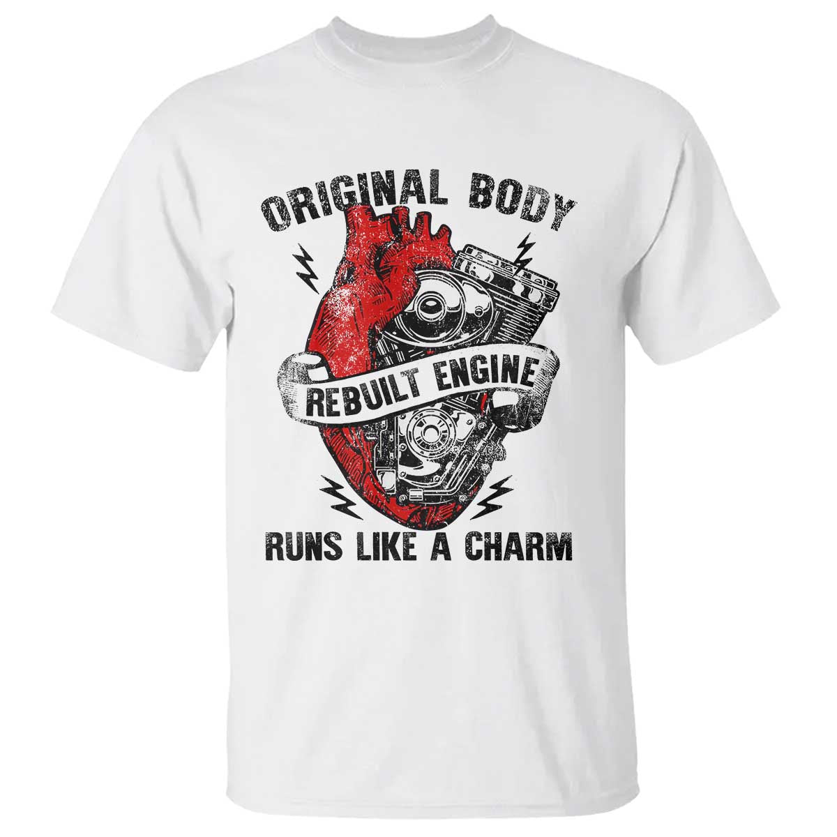Funny Heart Surgery T Shirt Original Body Rebuilt Engine Runs Like A Charm Mechanical Heart