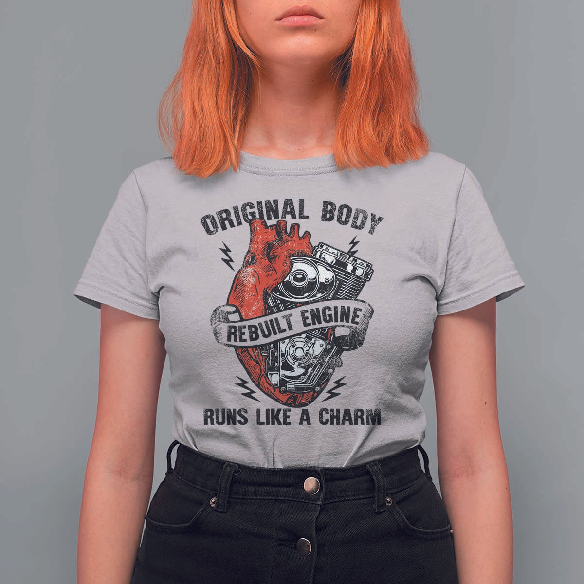 Funny Heart Surgery T Shirt For Women Original Body Rebuilt Engine Runs Like A Charm Mechanical Heart