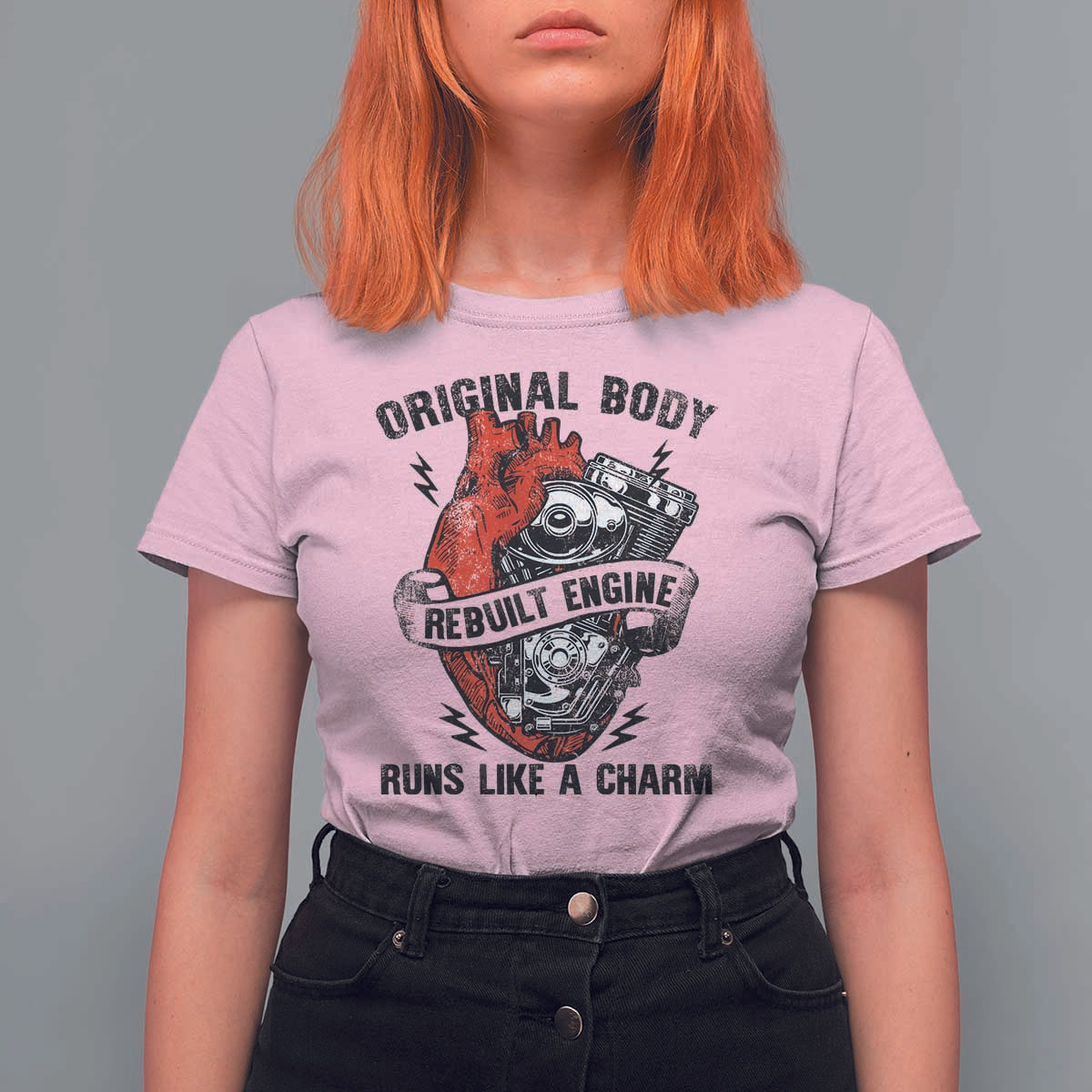 Funny Heart Surgery T Shirt For Women Original Body Rebuilt Engine Runs Like A Charm Mechanical Heart