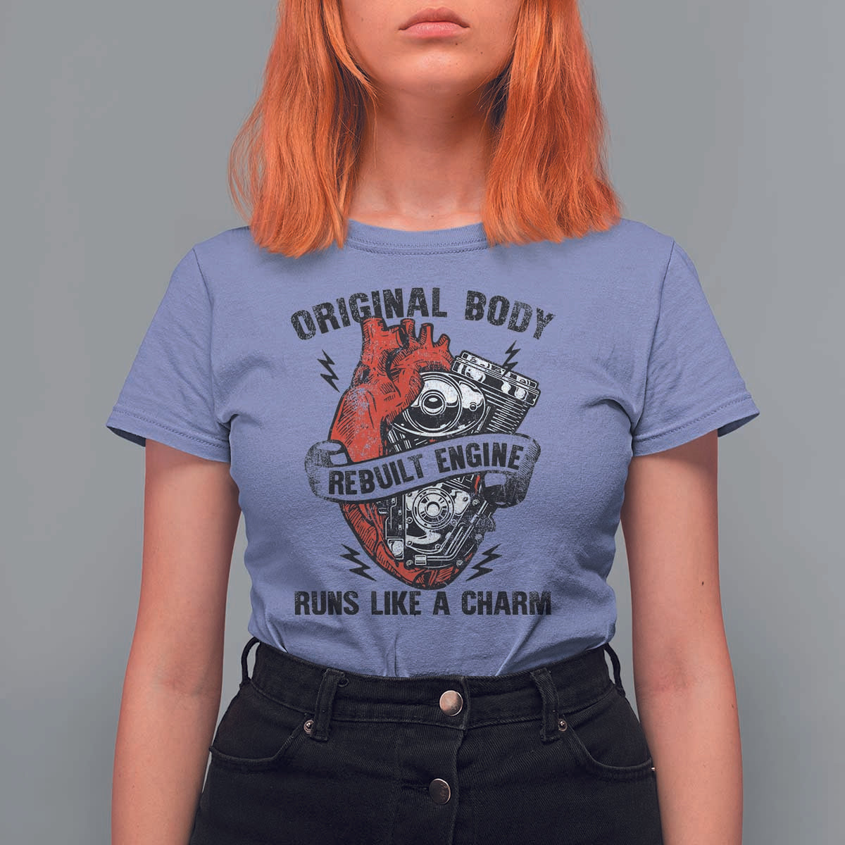 Funny Heart Surgery T Shirt For Women Original Body Rebuilt Engine Runs Like A Charm Mechanical Heart