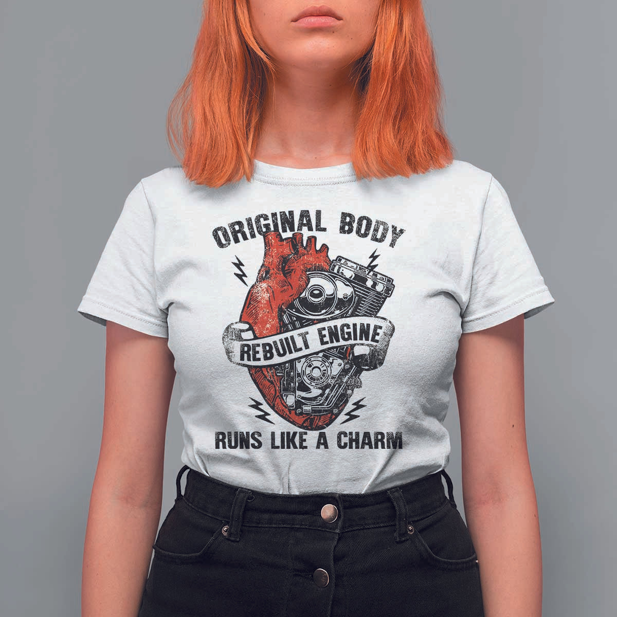 Funny Heart Surgery T Shirt For Women Original Body Rebuilt Engine Runs Like A Charm Mechanical Heart