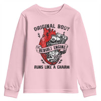 Funny Heart Surgery Youth Sweatshirt Original Body Rebuilt Engine Runs Like A Charm Mechanical Heart