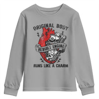 Funny Heart Surgery Youth Sweatshirt Original Body Rebuilt Engine Runs Like A Charm Mechanical Heart