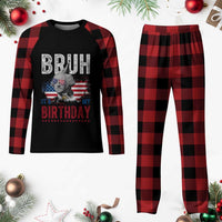 Funny George Washingtons Birthday Plaid Pajama Set Bruh It Is My Birthday Presidents Day
