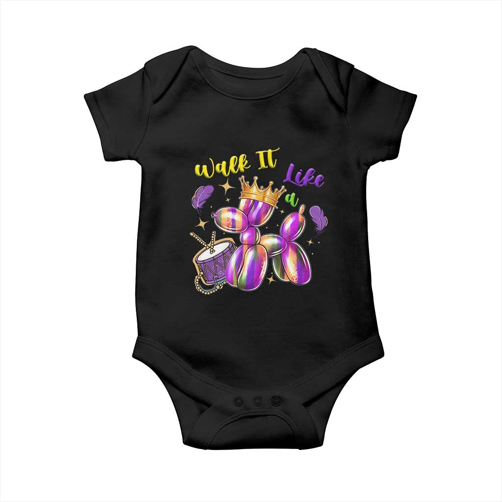 Funny Mardi Gras Baby Onesie Walk It Like A Dog Balloon New Orleans