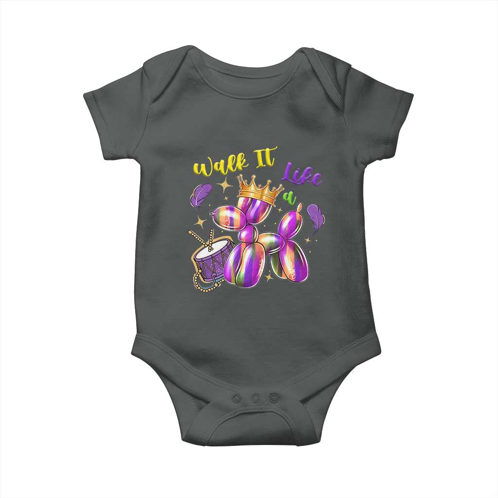 Funny Mardi Gras Baby Onesie Walk It Like A Dog Balloon New Orleans