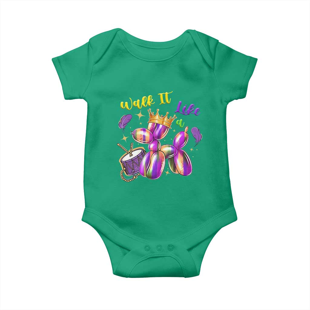 Funny Mardi Gras Baby Onesie Walk It Like A Dog Balloon New Orleans