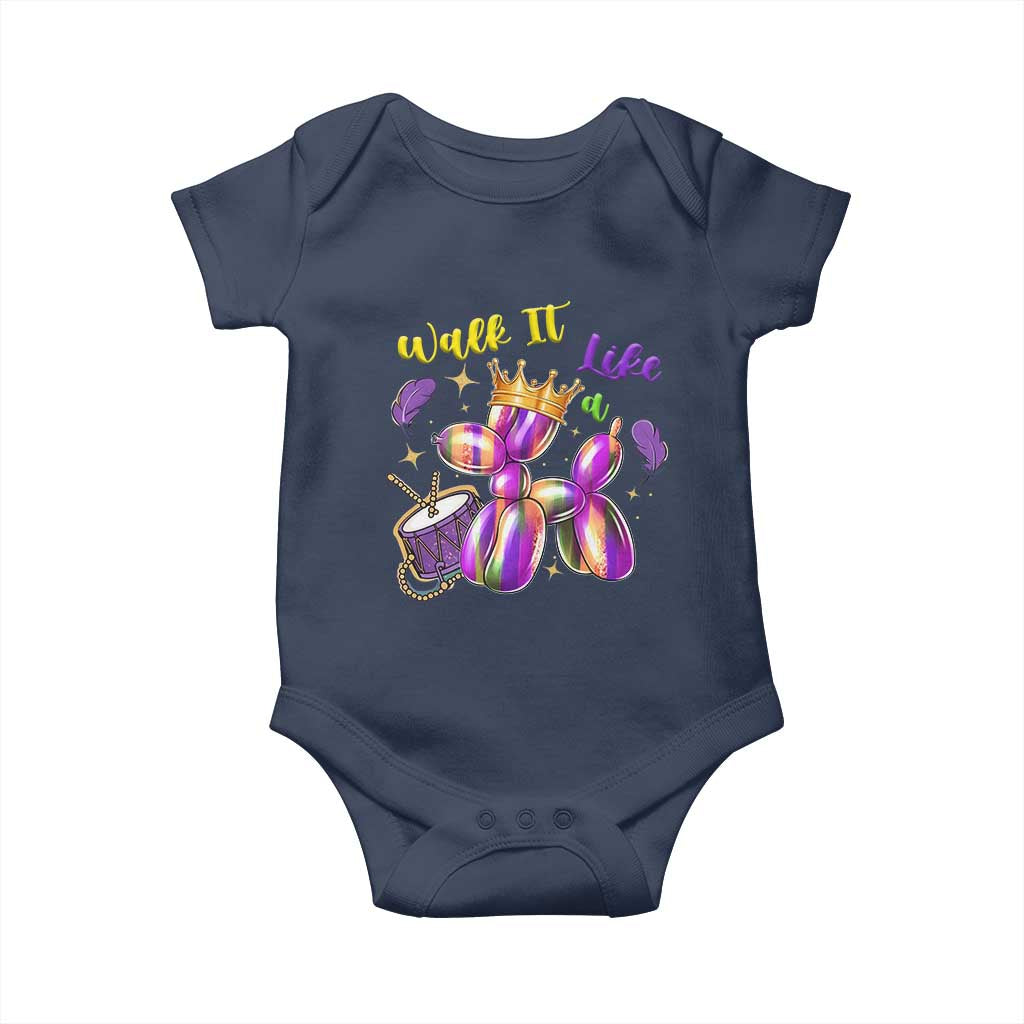Funny Mardi Gras Baby Onesie Walk It Like A Dog Balloon New Orleans
