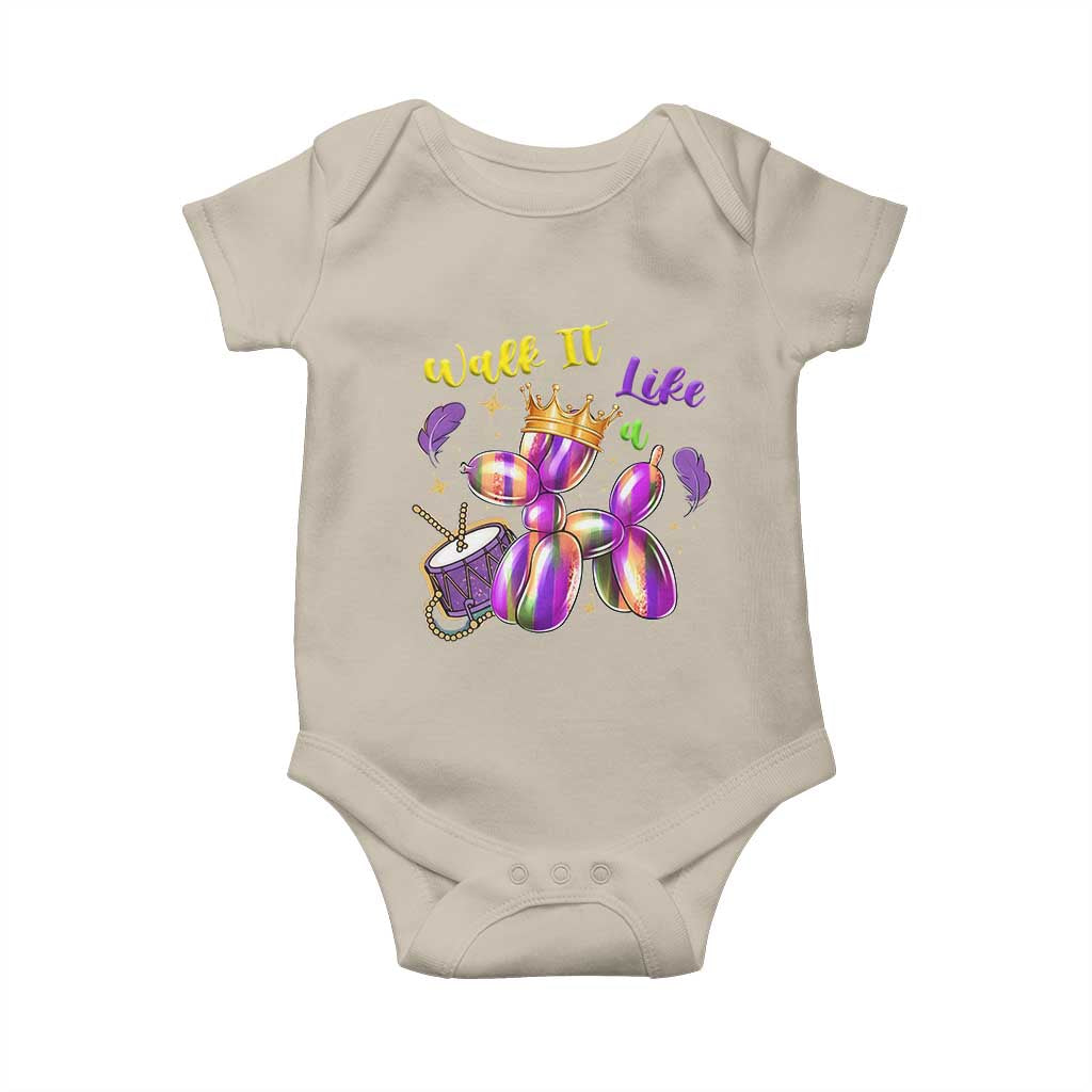 Funny Mardi Gras Baby Onesie Walk It Like A Dog Balloon New Orleans