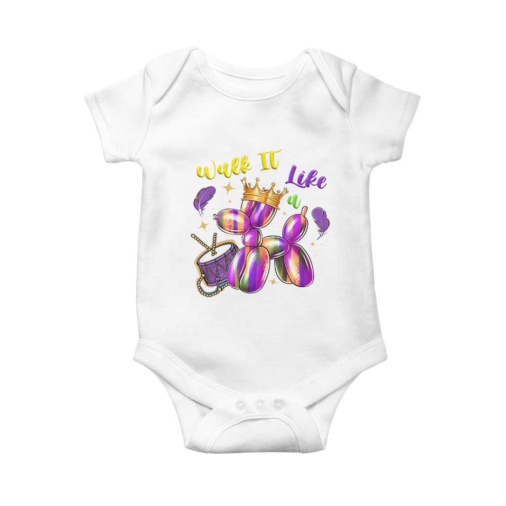 Funny Mardi Gras Baby Onesie Walk It Like A Dog Balloon New Orleans