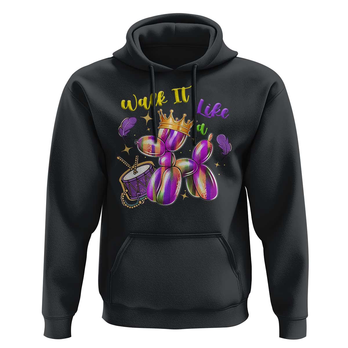 Funny Mardi Gras Hoodie Walk It Like A Dog Balloon New Orleans