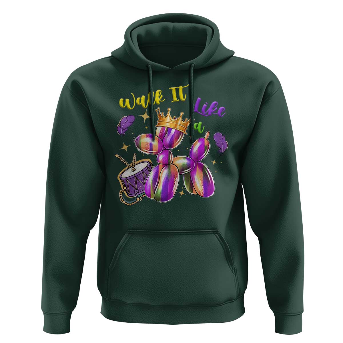 Funny Mardi Gras Hoodie Walk It Like A Dog Balloon New Orleans