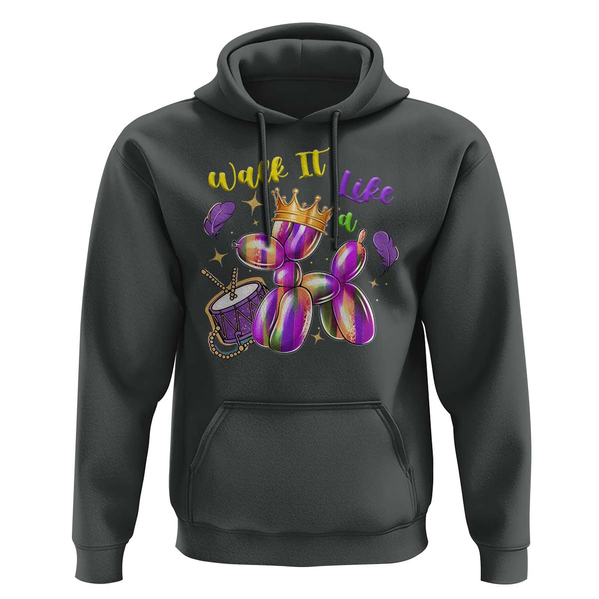 Funny Mardi Gras Hoodie Walk It Like A Dog Balloon New Orleans