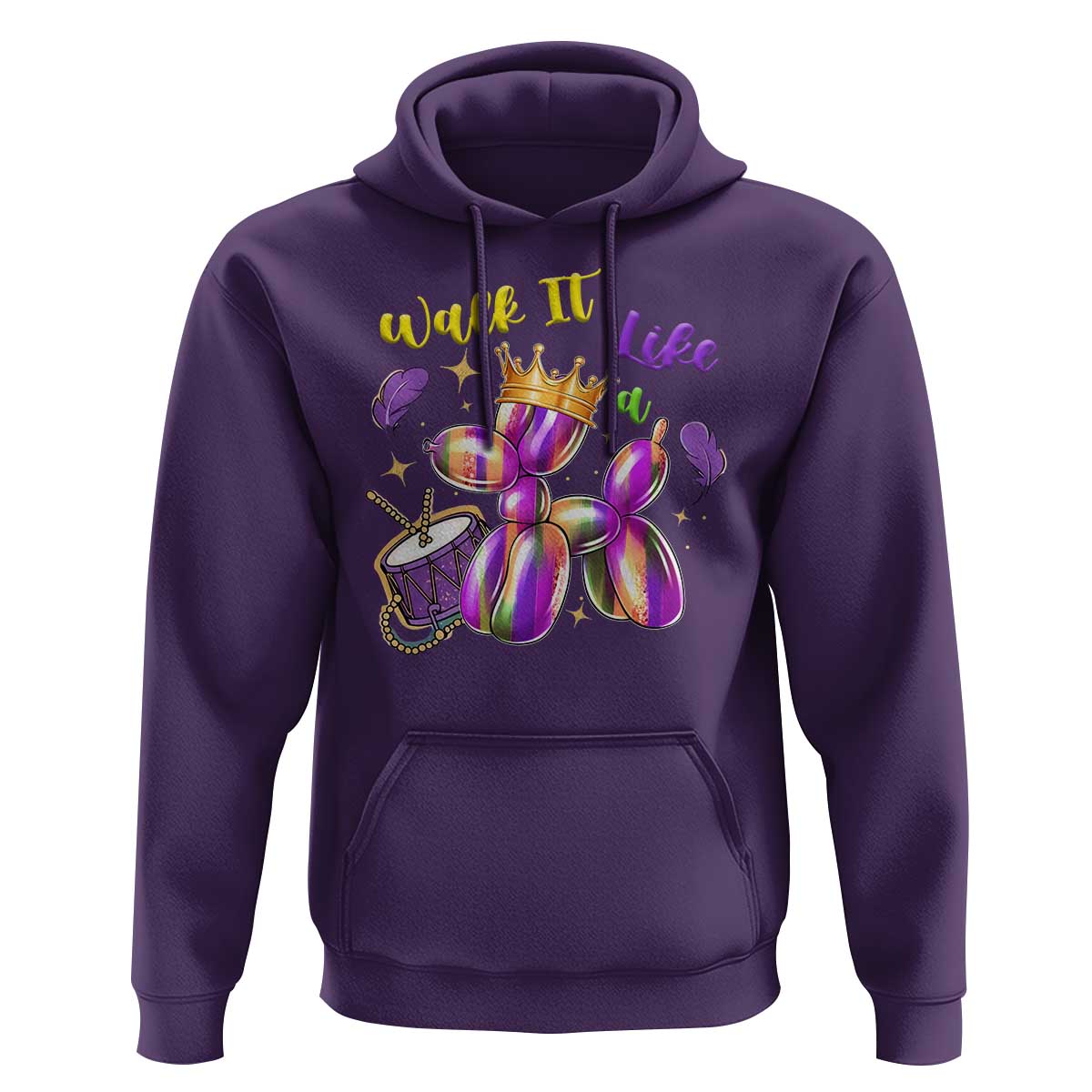 Funny Mardi Gras Hoodie Walk It Like A Dog Balloon New Orleans