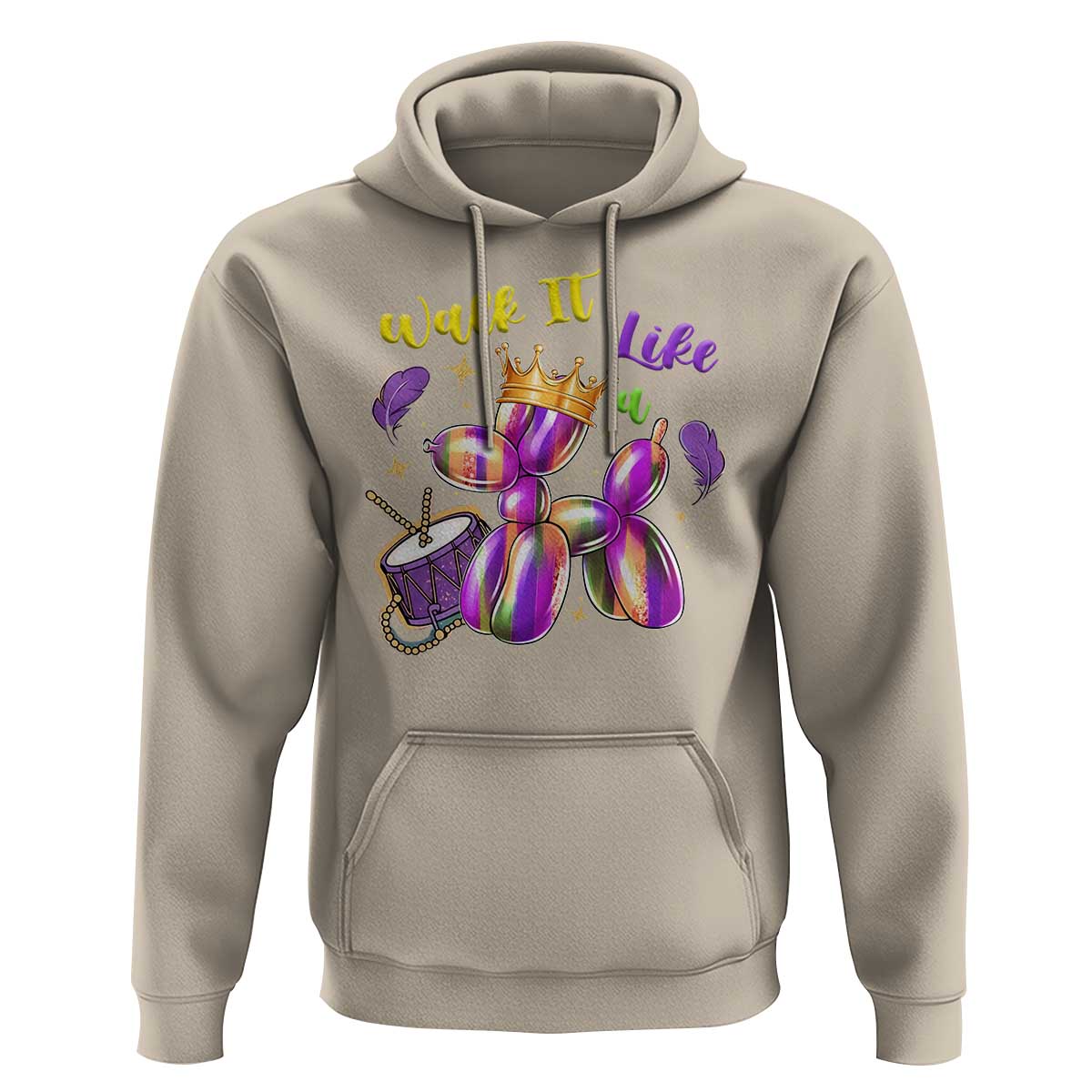 Funny Mardi Gras Hoodie Walk It Like A Dog Balloon New Orleans