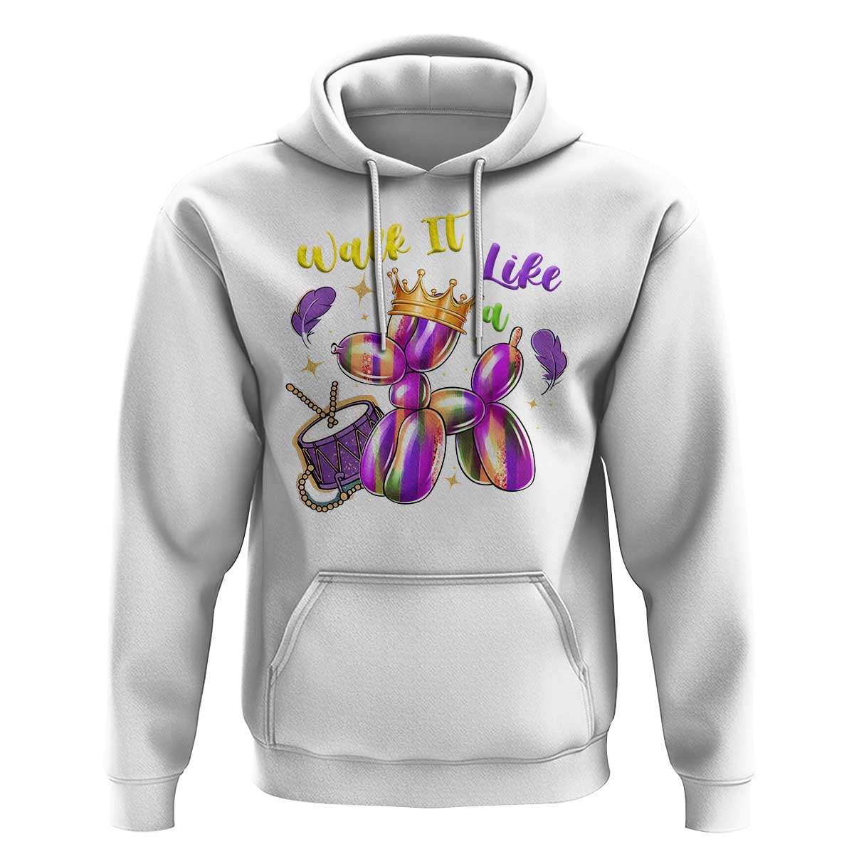 Funny Mardi Gras Hoodie Walk It Like A Dog Balloon New Orleans