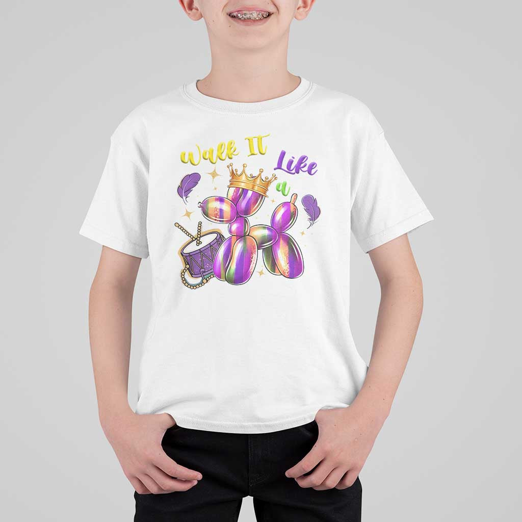 Funny Mardi Gras T Shirt For Kid Walk It Like A Dog Balloon New Orleans