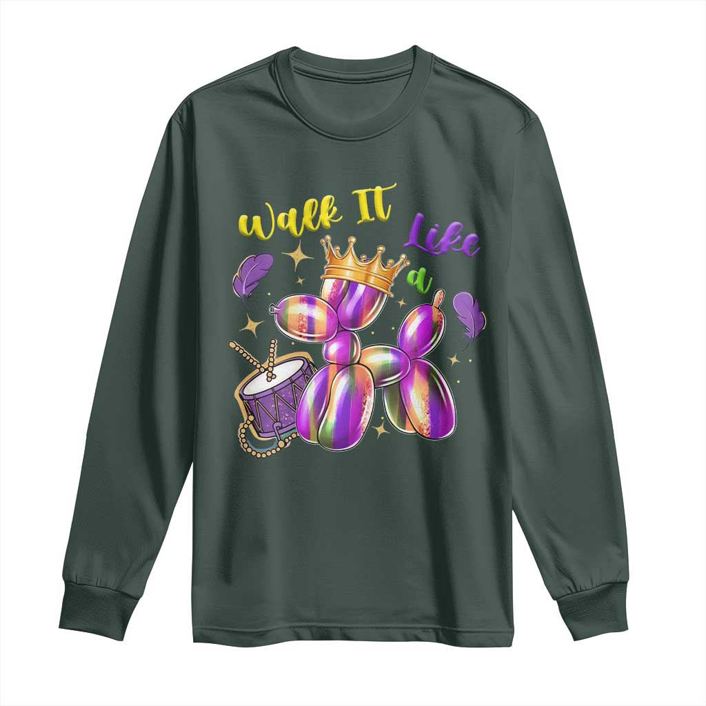 Funny Mardi Gras Long Sleeve Shirt Walk It Like A Dog Balloon New Orleans