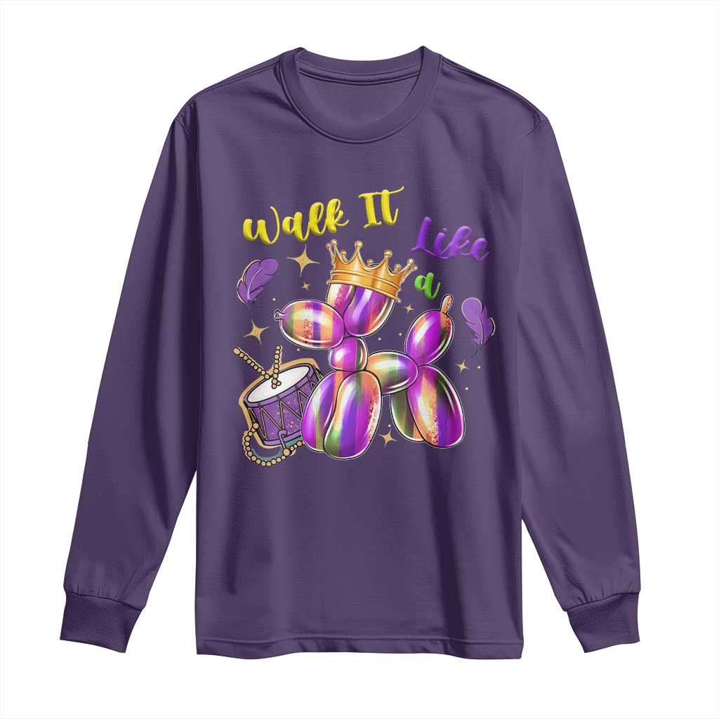 Funny Mardi Gras Long Sleeve Shirt Walk It Like A Dog Balloon New Orleans