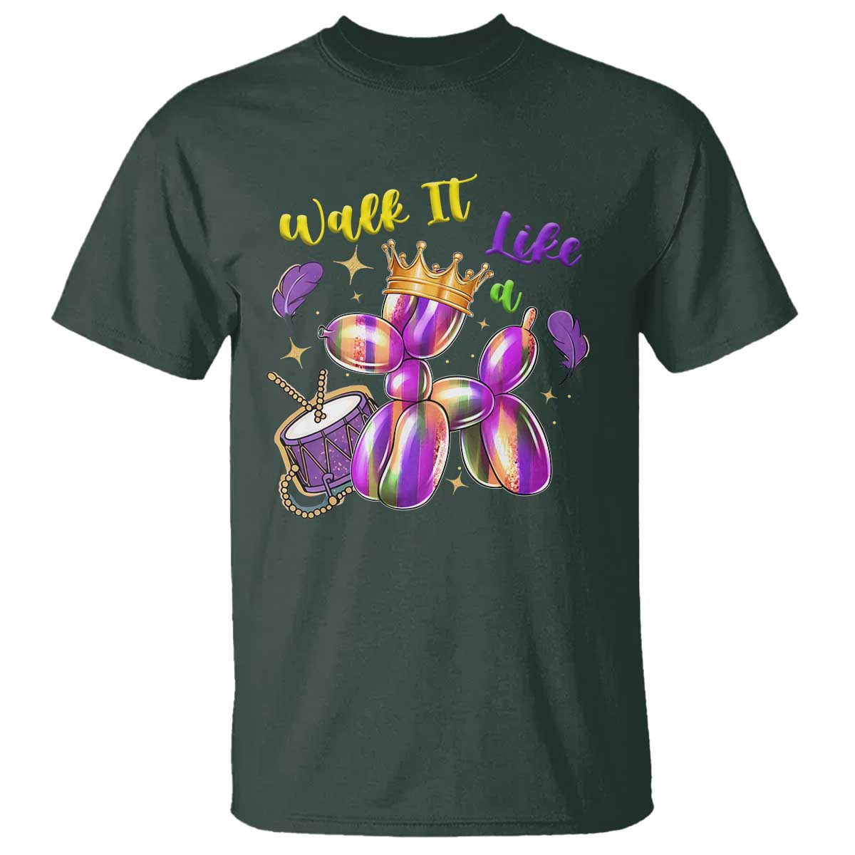 Funny Mardi Gras T Shirt Walk It Like A Dog Balloon New Orleans