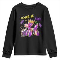Funny Mardi Gras Youth Sweatshirt Walk It Like A Dog Balloon New Orleans