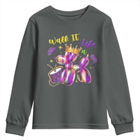 Funny Mardi Gras Youth Sweatshirt Walk It Like A Dog Balloon New Orleans