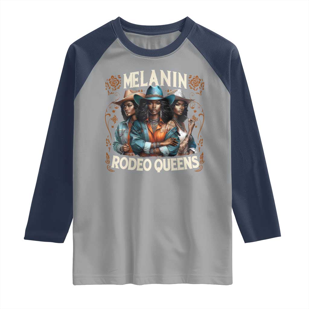 Melanin Rodeo Queen Raglan Shirt African American Melanin Black Cowgirl Swag