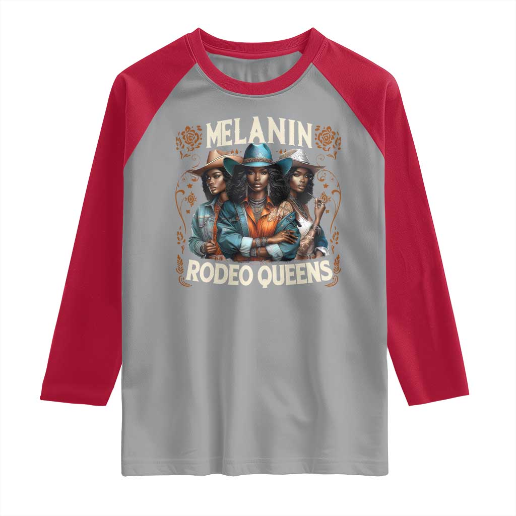 Melanin Rodeo Queen Raglan Shirt African American Melanin Black Cowgirl Swag