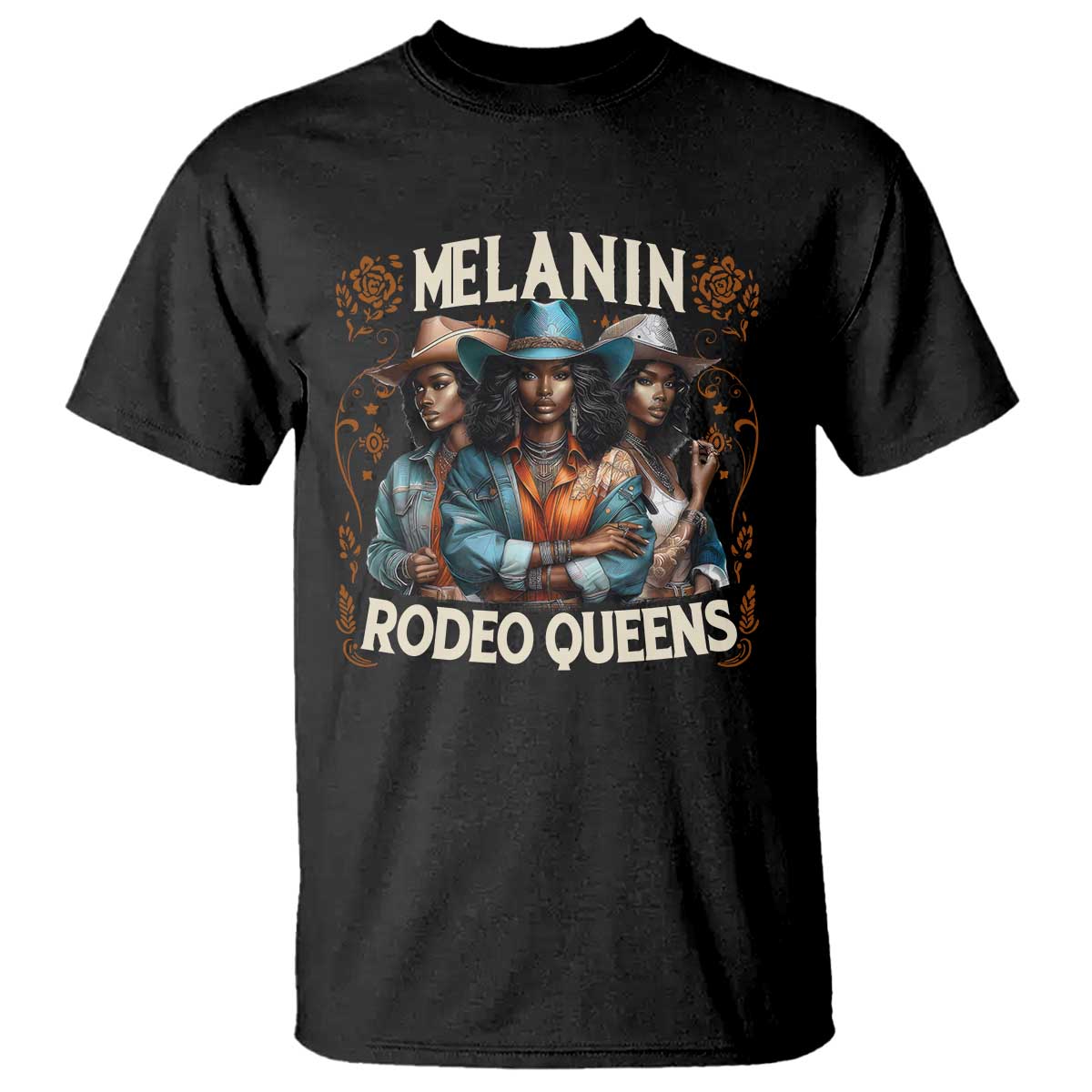 Melanin Rodeo Queen T Shirt African American Melanin Black Cowgirl Swag
