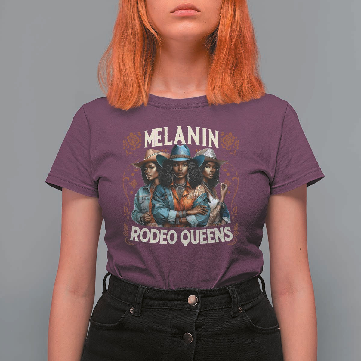 Melanin Rodeo Queen T Shirt For Women African American Melanin Black Cowgirl Swag