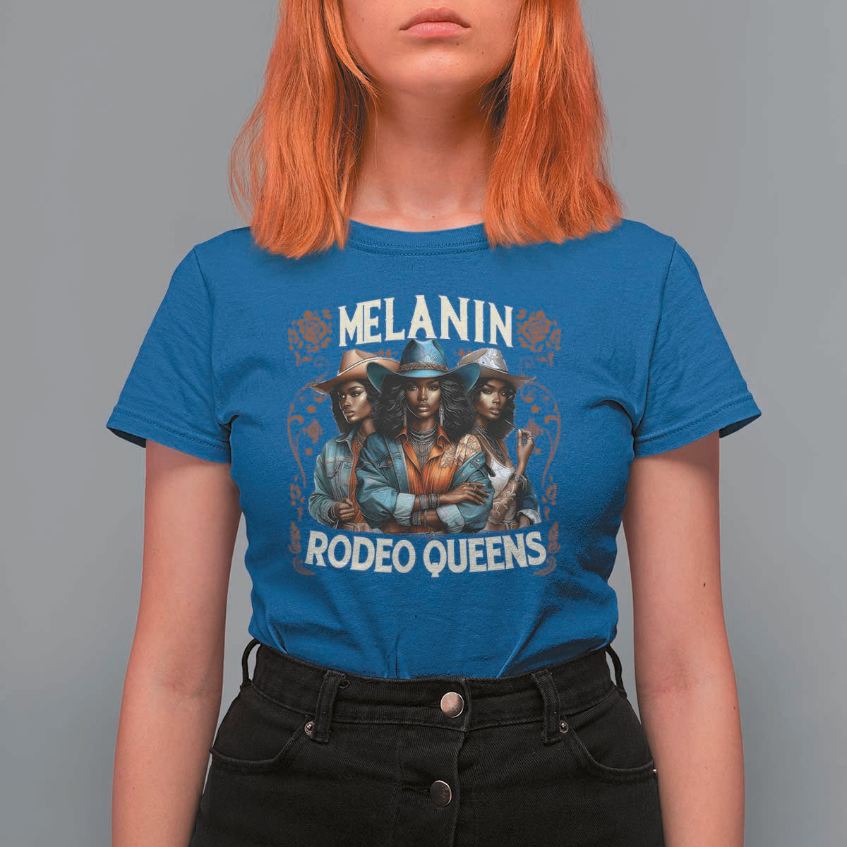 Melanin Rodeo Queen T Shirt For Women African American Melanin Black Cowgirl Swag