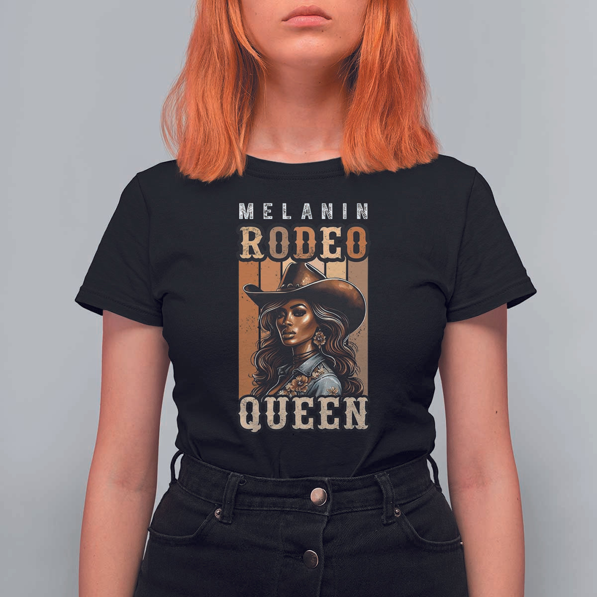 Melanin Rodeo Queen T Shirt For Women African American Melanin Black Cowgirl