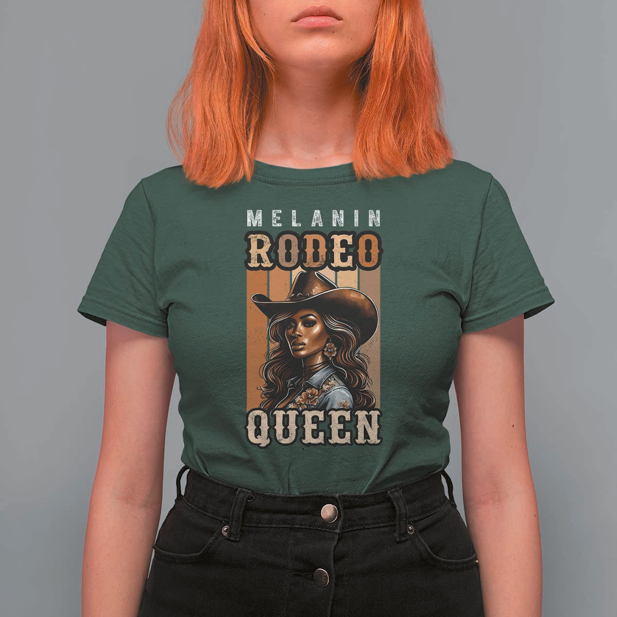 Melanin Rodeo Queen T Shirt For Women African American Melanin Black Cowgirl
