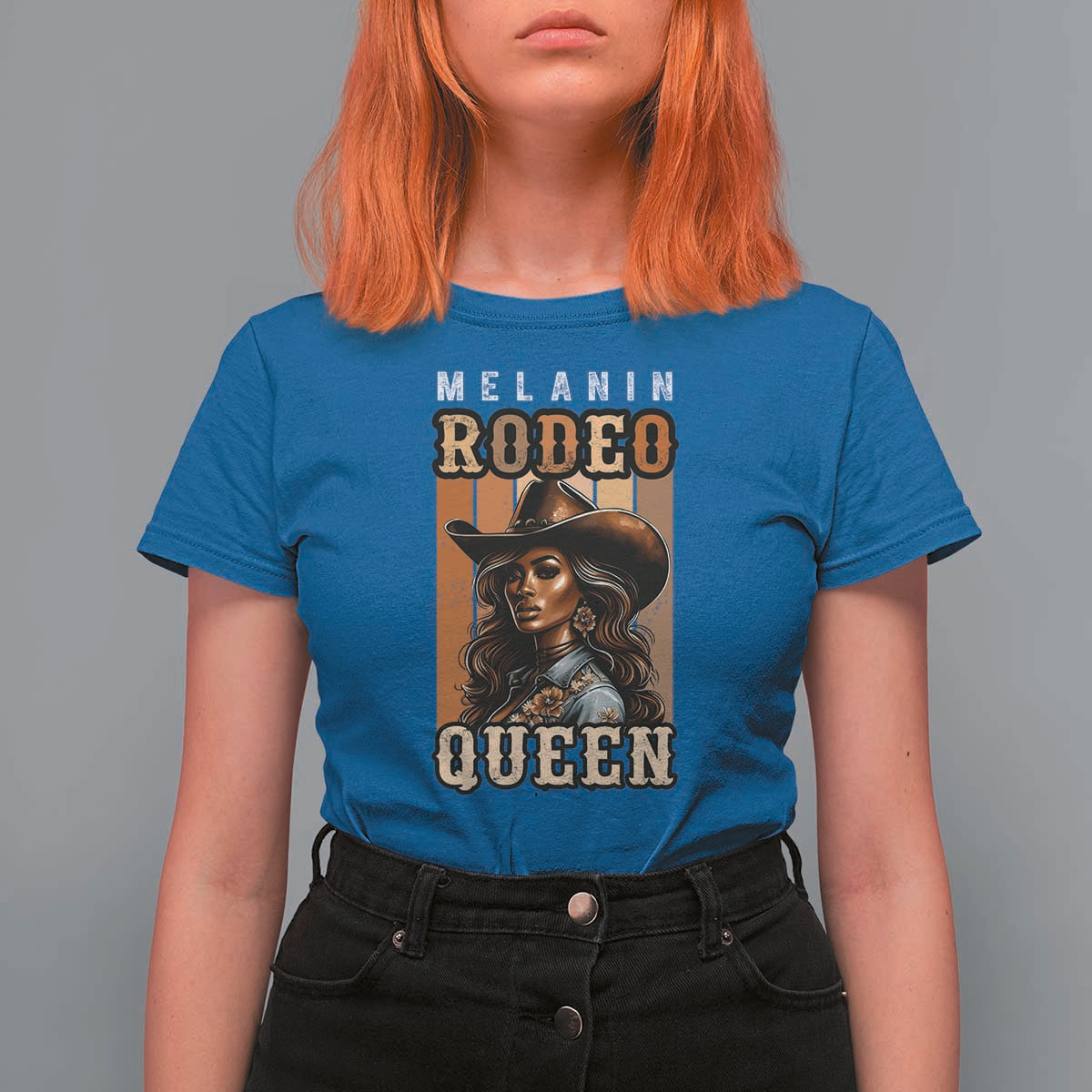 Melanin Rodeo Queen T Shirt For Women African American Melanin Black Cowgirl