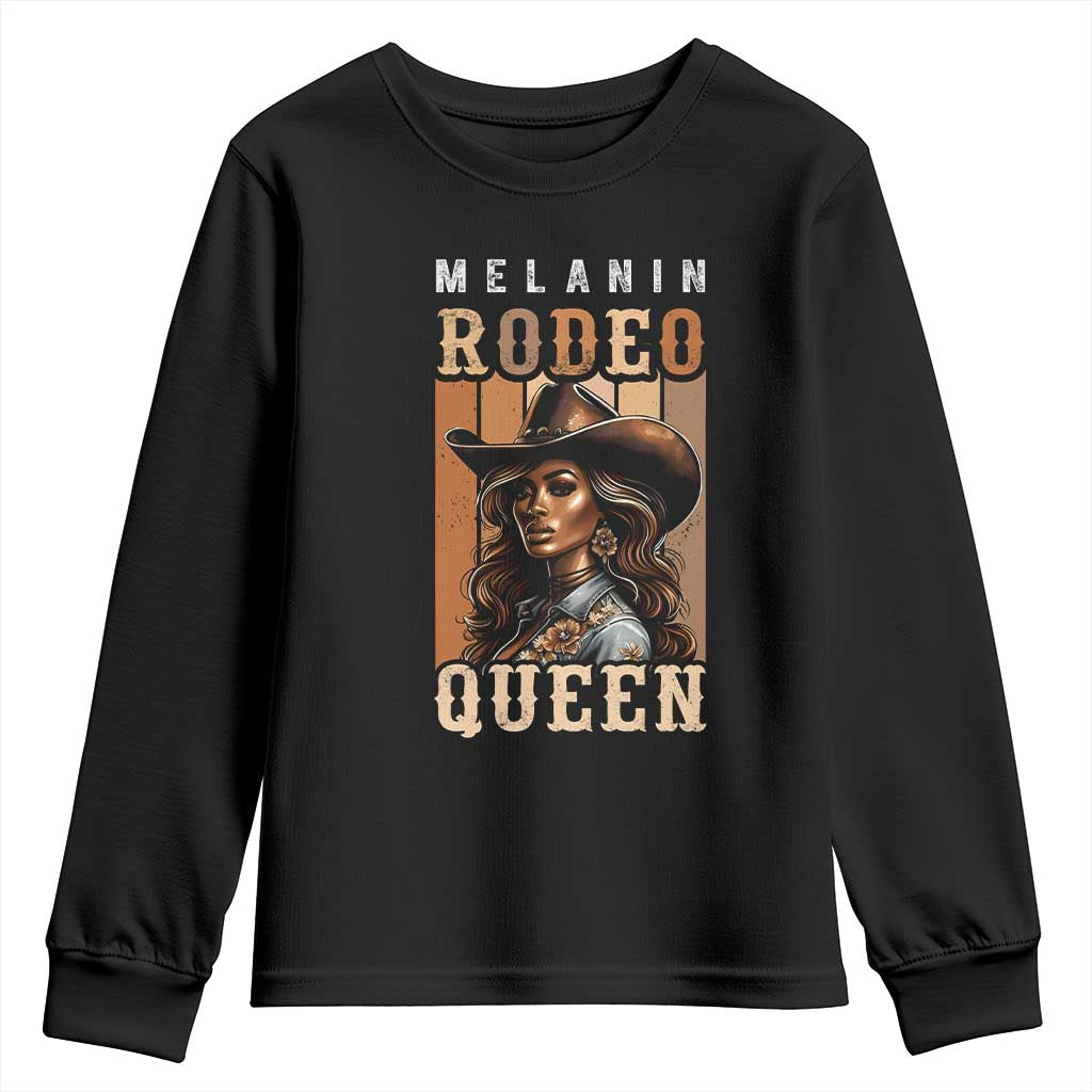 Melanin Rodeo Queen Youth Sweatshirt African American Melanin Black Cowgirl