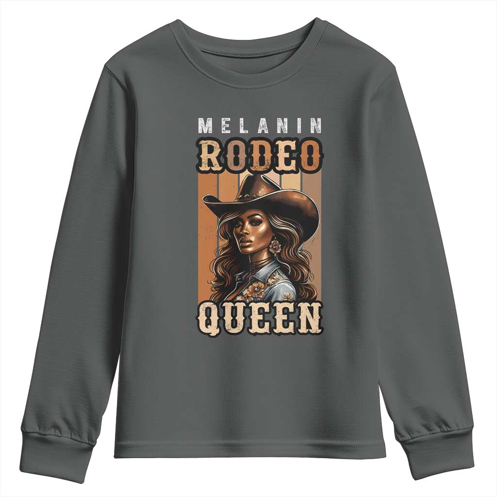 Melanin Rodeo Queen Youth Sweatshirt African American Melanin Black Cowgirl